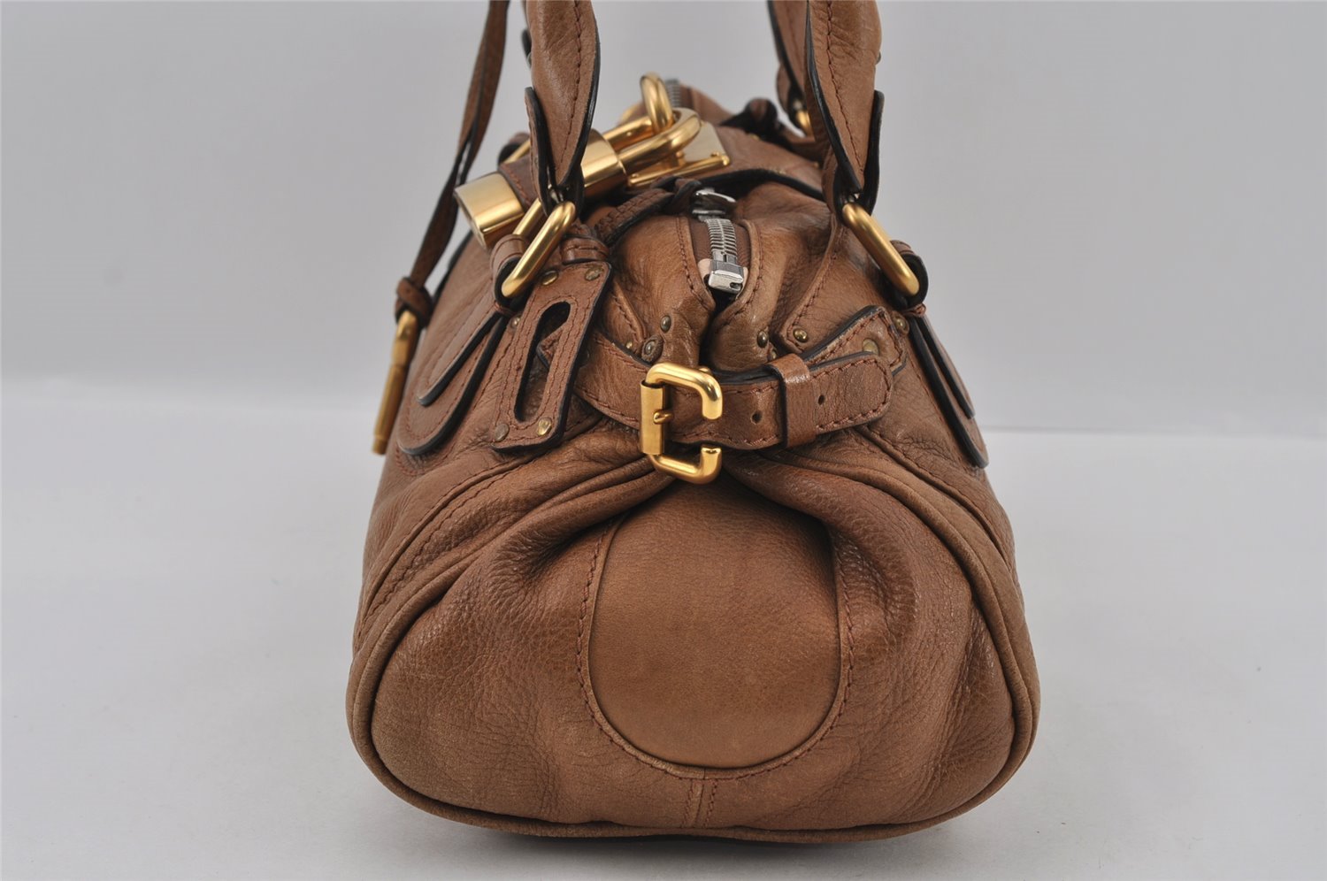 Authentic Chloe Vintage Paddington Leather Shoulder Hand Bag Brown 2439I