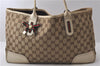 Authentic GUCCI Sherry Line Princy Ribbon Tote Bag GG Canvas 163805 Brown 2442D