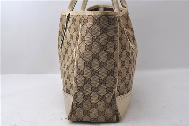 Authentic GUCCI Sherry Line Princy Ribbon Tote Bag GG Canvas 163805 Brown 2442D