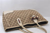 Authentic GUCCI Sherry Line Princy Ribbon Tote Bag GG Canvas 163805 Brown 2442D