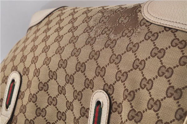 Authentic GUCCI Sherry Line Princy Ribbon Tote Bag GG Canvas 163805 Brown 2442D