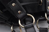 Authentic YVES SAINT LAURENT Sac Double Tote Bag Leather 168483 Black 2442I