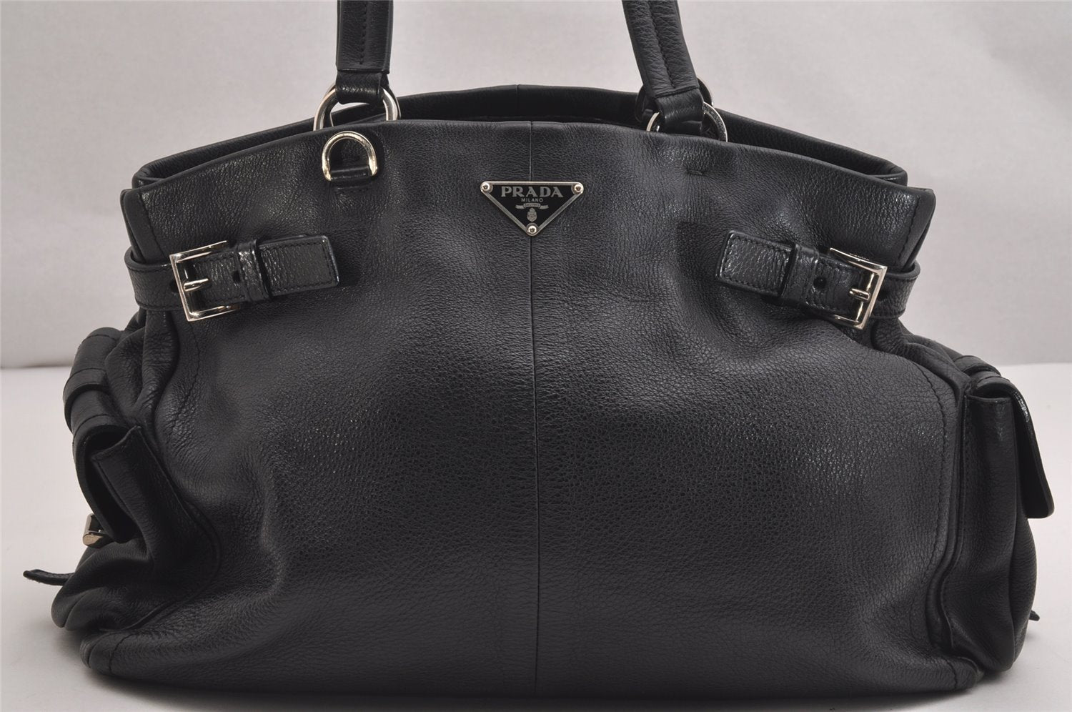 Authentic PRADA Vintage Leather Nappa Shoulder Hand Bag Black 2443I
