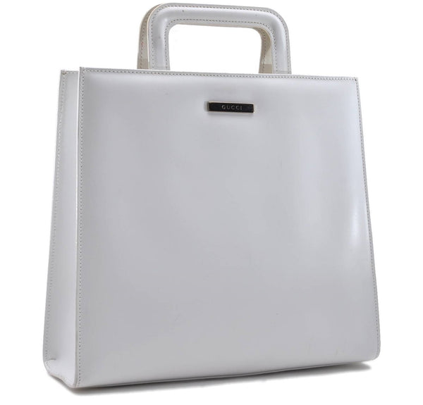 Authentic GUCCI Vintage Hand Bag Purse Leather White 2445D