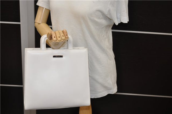 Authentic GUCCI Vintage Hand Bag Purse Leather White 2445D