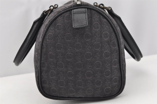 Authentic CELINE C Macadam Carriage Pattern Hand Bag Canvas Leather Black 2445I