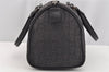 Authentic CELINE C Macadam Carriage Pattern Hand Bag Canvas Leather Black 2445I