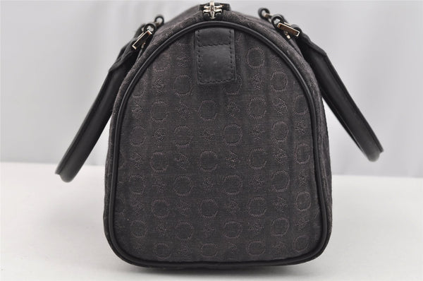 Authentic CELINE C Macadam Carriage Pattern Hand Bag Canvas Leather Black 2445I