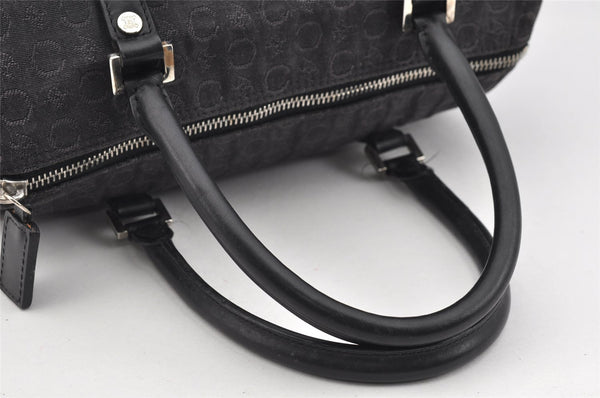 Authentic CELINE C Macadam Carriage Pattern Hand Bag Canvas Leather Black 2445I