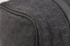 Authentic CELINE C Macadam Carriage Pattern Hand Bag Canvas Leather Black 2445I