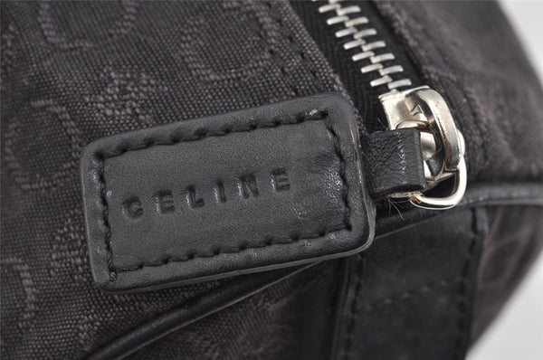 Authentic CELINE C Macadam Carriage Pattern Hand Bag Canvas Leather Black 2445I