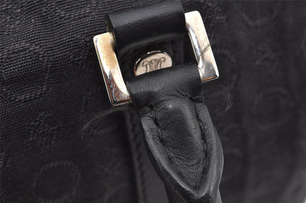 Authentic CELINE C Macadam Carriage Pattern Hand Bag Canvas Leather Black 2445I