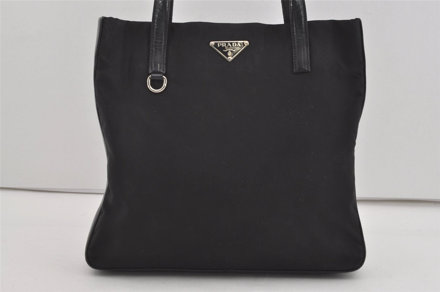 Authentic PRADA Nylon Tessuto Leather Shoulder Tote Bag Purse Black 2447I