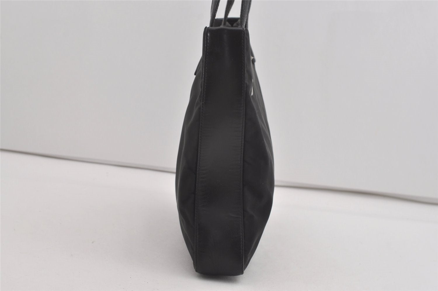 Authentic PRADA Nylon Tessuto Leather Shoulder Tote Bag Purse Black 2447I