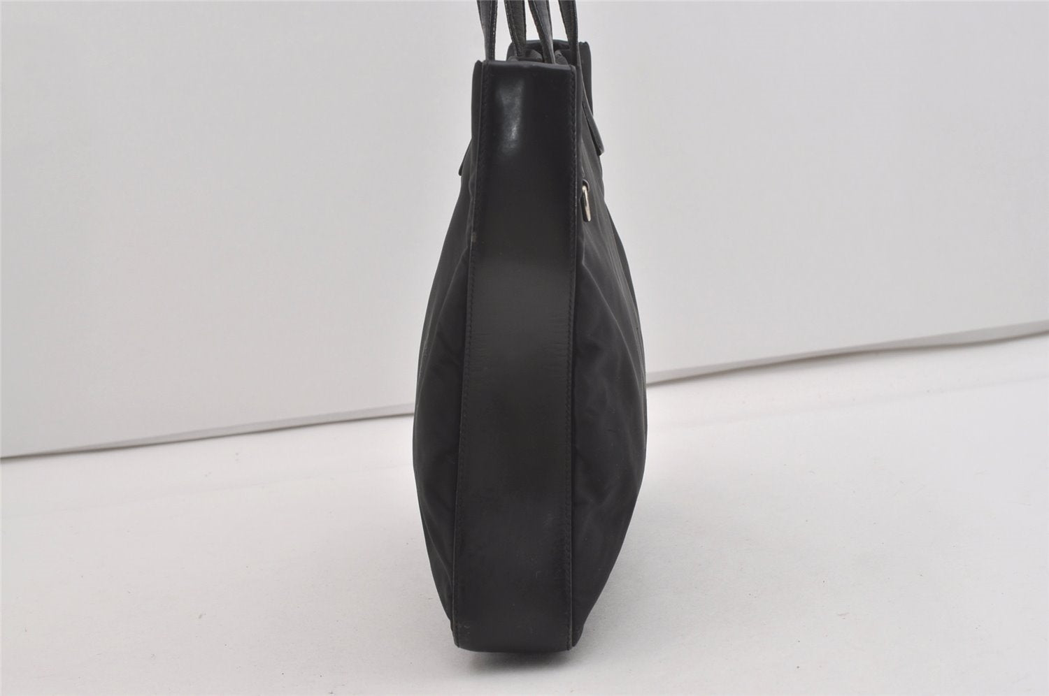 Authentic PRADA Nylon Tessuto Leather Shoulder Tote Bag Purse Black 2447I