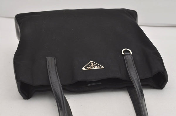Authentic PRADA Nylon Tessuto Leather Shoulder Tote Bag Purse Black 2447I