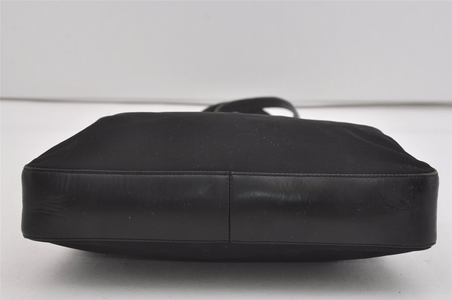Authentic PRADA Nylon Tessuto Leather Shoulder Tote Bag Purse Black 2447I