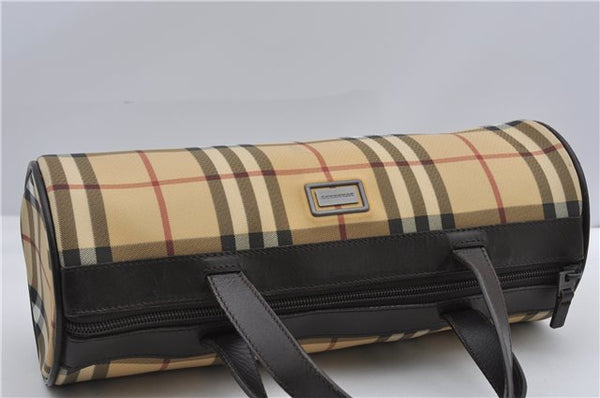 Authentic BURBERRY Vintage Nova Check PVC Shoulder Hand Bag Brown Beige 2448F