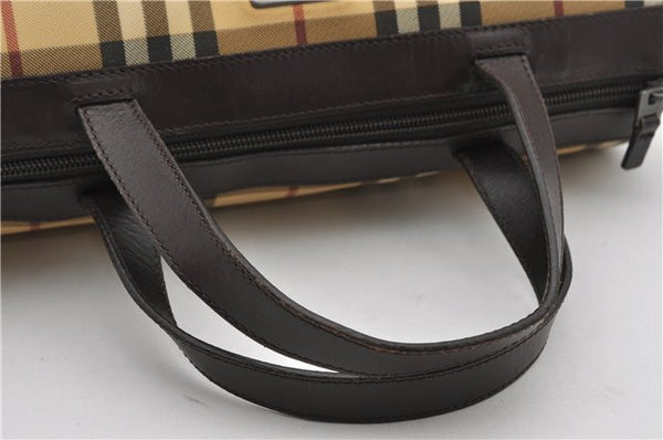 Authentic BURBERRY Vintage Nova Check PVC Shoulder Hand Bag Brown Beige 2448F