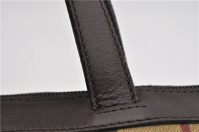 Authentic BURBERRY Vintage Nova Check PVC Shoulder Hand Bag Brown Beige 2448F