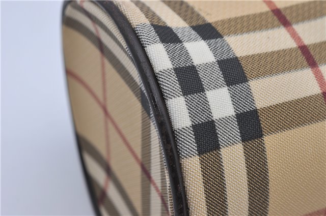Authentic BURBERRY Vintage Nova Check PVC Shoulder Hand Bag Brown Beige 2448F