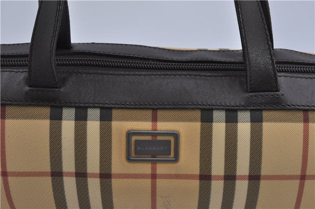 Authentic BURBERRY Vintage Nova Check PVC Shoulder Hand Bag Brown Beige 2448F