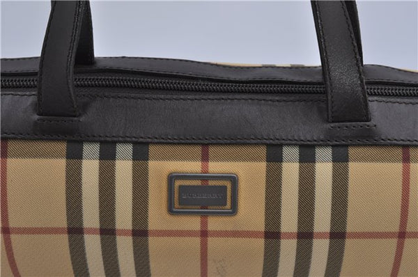 Authentic BURBERRY Vintage Nova Check PVC Shoulder Hand Bag Brown Beige 2448F