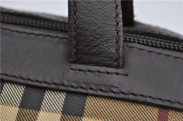 Authentic BURBERRY Vintage Nova Check PVC Shoulder Hand Bag Brown Beige 2448F