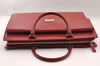 Authentic BURBERRY Vintage Leather Briefcase Business Hand Bag Red 2449I