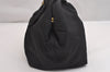 Authentic PRADA Tessuto Fiocco Ribbon Nylon Leather Hand Tote Bag Black 2450I