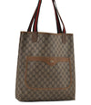 Authentic GUCCI Web Sherry Line Shoulder Tote Bag GG PVC Leather Brown 2452I