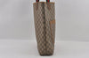 Authentic GUCCI Web Sherry Line Shoulder Tote Bag GG PVC Leather Brown 2452I