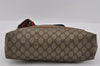 Authentic GUCCI Web Sherry Line Shoulder Tote Bag GG PVC Leather Brown 2452I