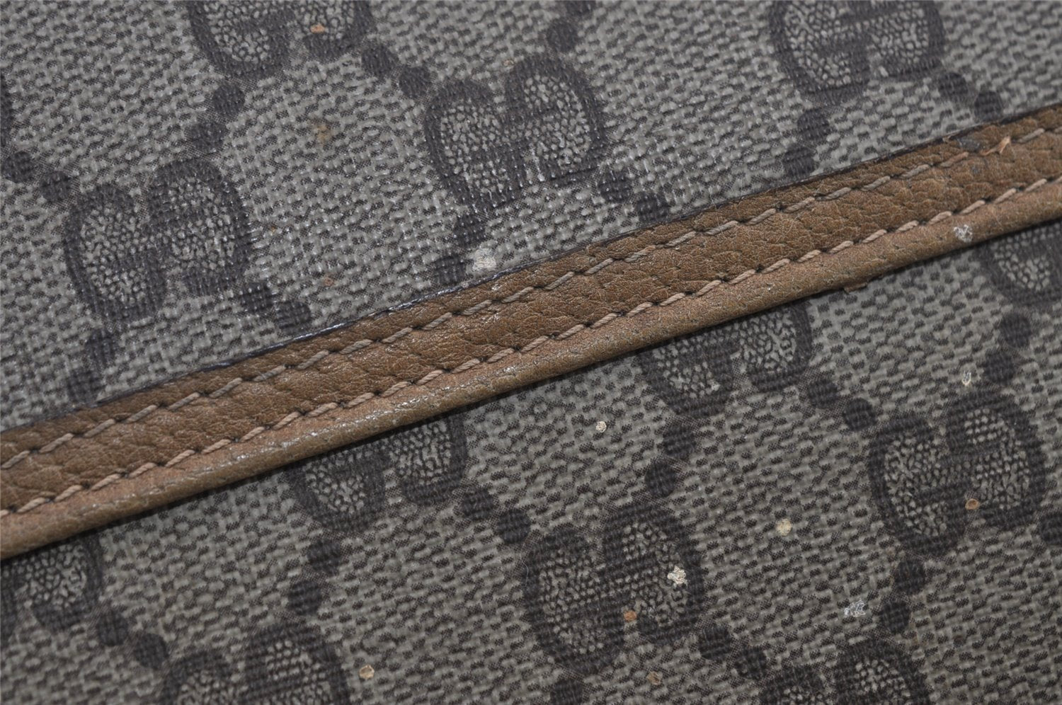 Authentic GUCCI Web Sherry Line Shoulder Tote Bag GG PVC Leather Brown 2452I