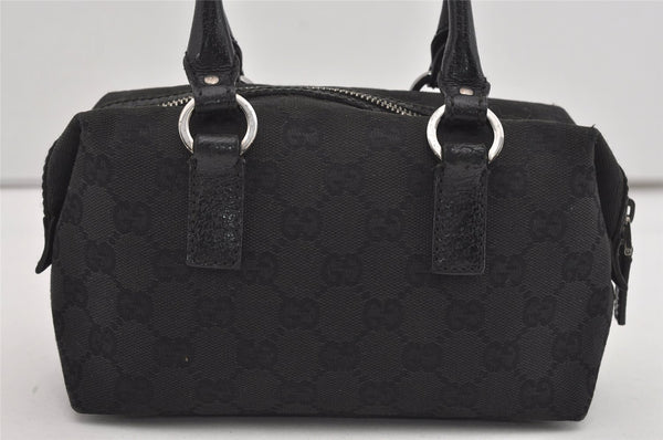 Authentic GUCCI Vintage Hand Bag Purse GG Canvas Leather 113010 Black 2456I