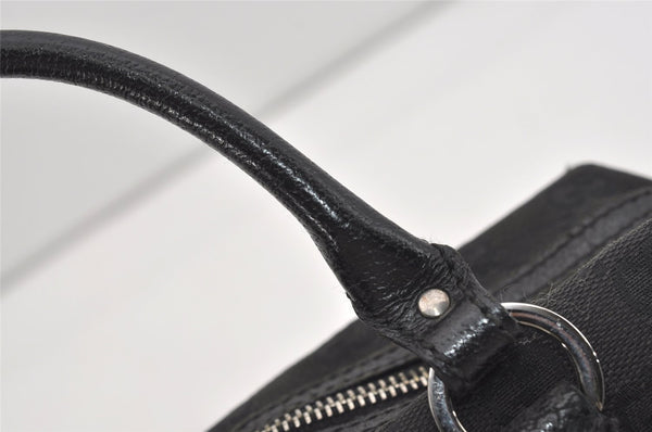 Authentic GUCCI Vintage Hand Bag Purse GG Canvas Leather 113010 Black 2456I