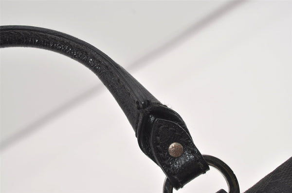 Authentic GUCCI Vintage Hand Bag Purse GG Canvas Leather 113010 Black 2456I