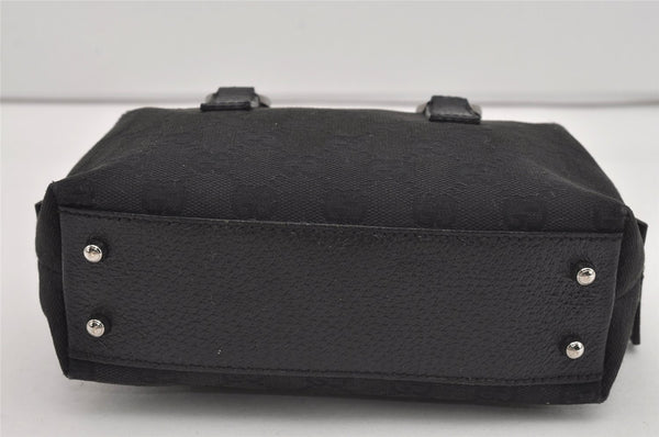 Authentic GUCCI Vintage Hand Bag Purse GG Canvas Leather 113010 Black 2456I