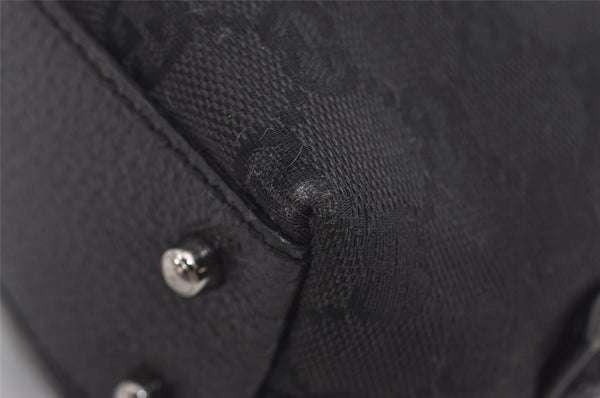 Authentic GUCCI Vintage Hand Bag Purse GG Canvas Leather 113010 Black 2456I