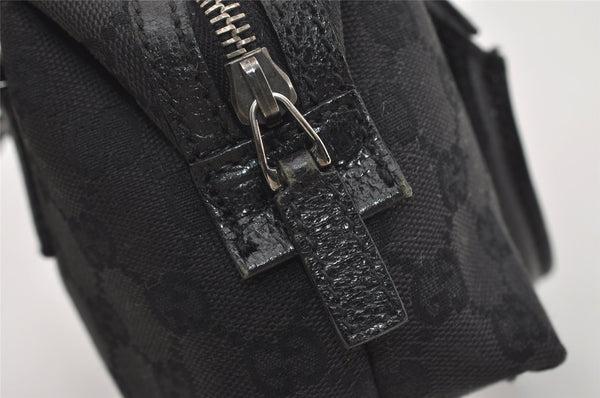 Authentic GUCCI Vintage Hand Bag Purse GG Canvas Leather 113010 Black 2456I