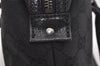 Authentic GUCCI Vintage Hand Bag Purse GG Canvas Leather 113010 Black 2456I
