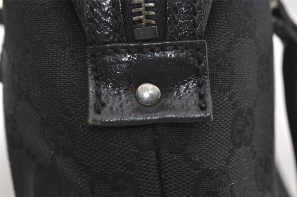 Authentic GUCCI Vintage Hand Bag Purse GG Canvas Leather 113010 Black 2456I