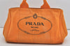 Authentic PRADA Canapa M Vintage Canvas Tote Hand Bag Orange 2457I