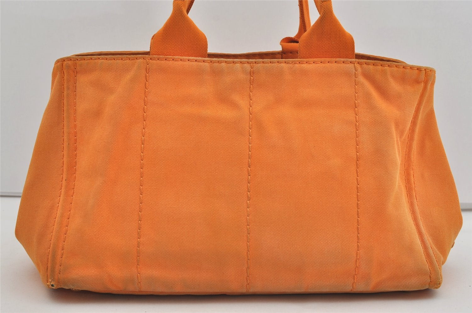 Authentic PRADA Canapa M Vintage Canvas Tote Hand Bag Orange 2457I