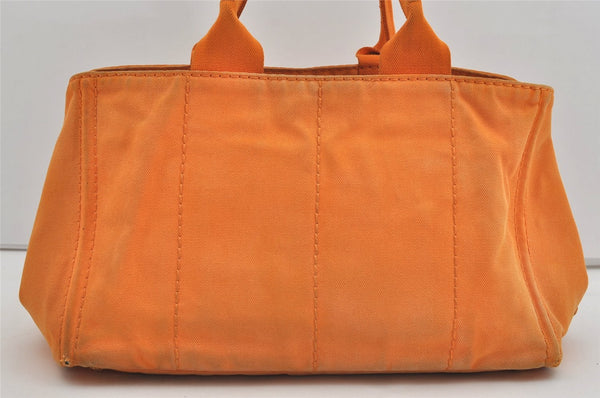 Authentic PRADA Canapa M Vintage Canvas Tote Hand Bag Orange 2457I