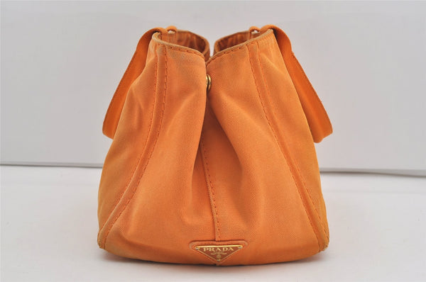 Authentic PRADA Canapa M Vintage Canvas Tote Hand Bag Orange 2457I