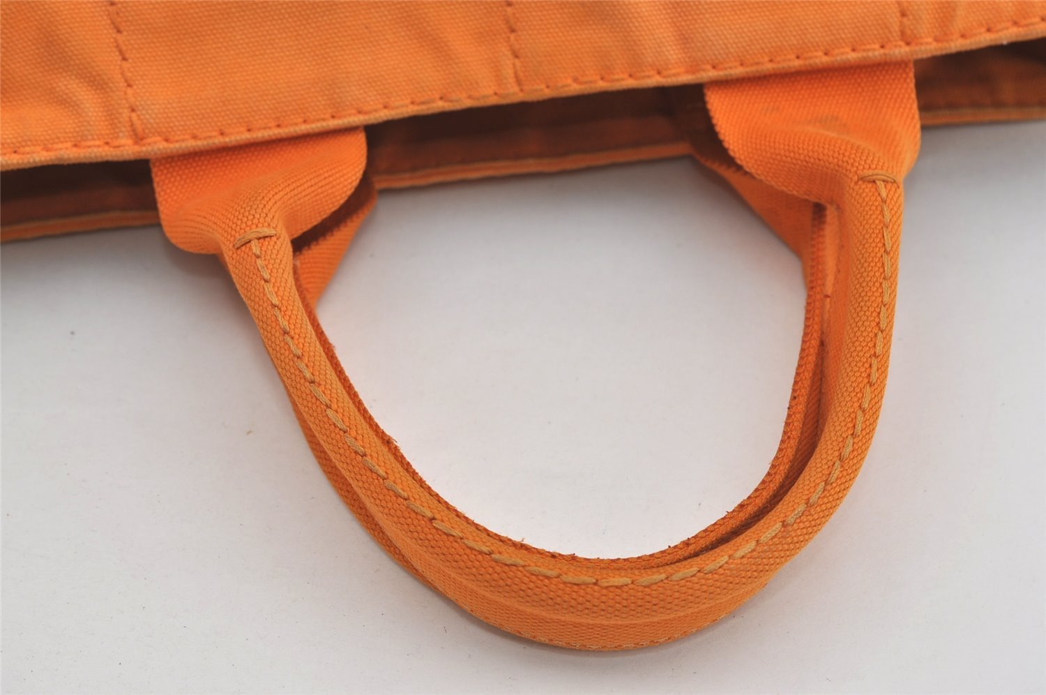 Authentic PRADA Canapa M Vintage Canvas Tote Hand Bag Orange 2457I