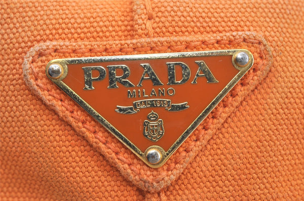 Authentic PRADA Canapa M Vintage Canvas Tote Hand Bag Orange 2457I