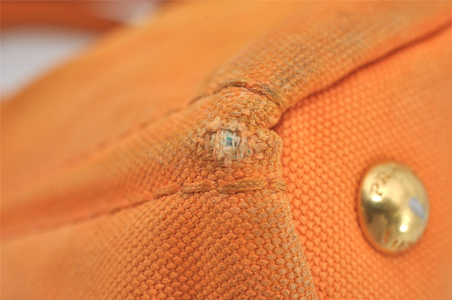 Authentic PRADA Canapa M Vintage Canvas Tote Hand Bag Orange 2457I