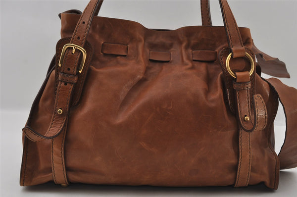 Authentic MIU MIU Vintage Leather Shoulder Tote Bag Brown 2459I